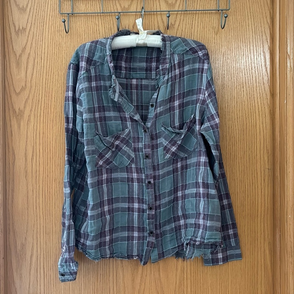 Gilded Intent Frayed Button Down- Size XL